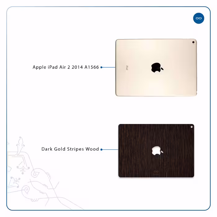 برچسب پوششی ماهوت مدل Dark-Gold-Stripes-Wood مناسب برای تبلت اپل iPad Air 2 2014 A1566