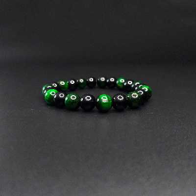 دستبند ناماسته مدل عقیق سیاه و چشم ببر کد 62