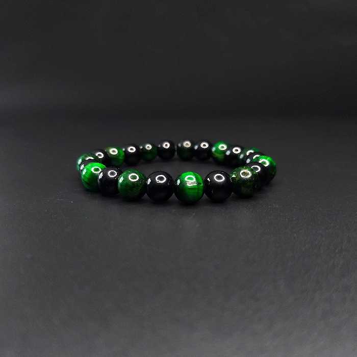 دستبند ناماسته مدل عقیق سیاه و چشم ببر کد 62