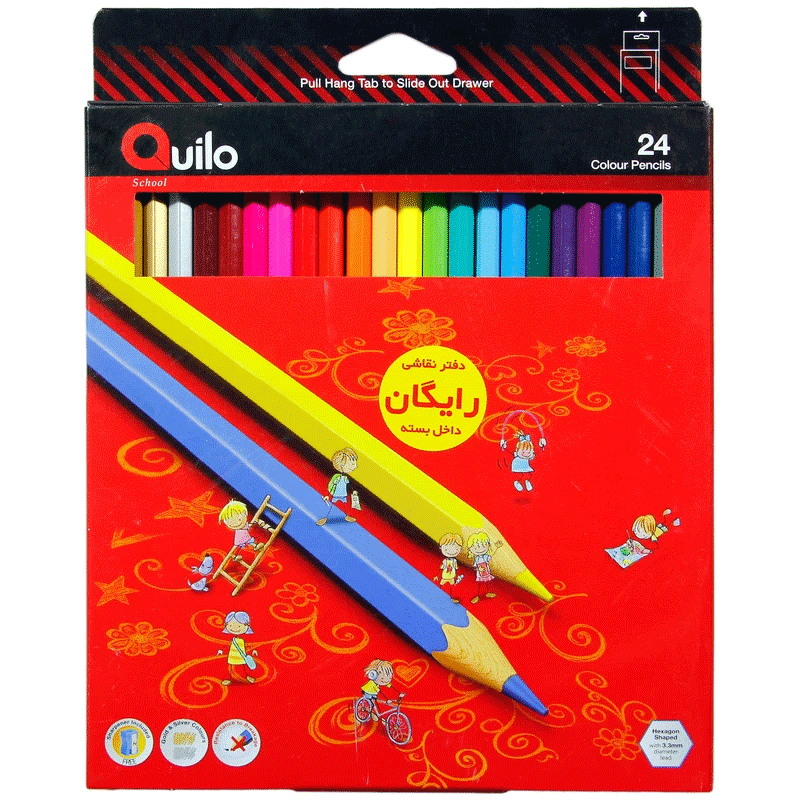 مداد رنگی 24 رنگ مقوایی کوییلو کد 634004