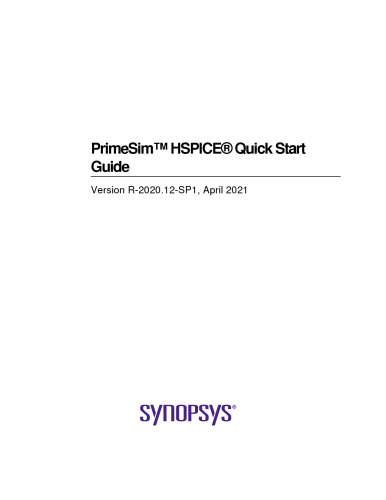 خرید و دانلود نسخه کامل کتاب PrimeSim™ HSPICE® Quick Start Guide