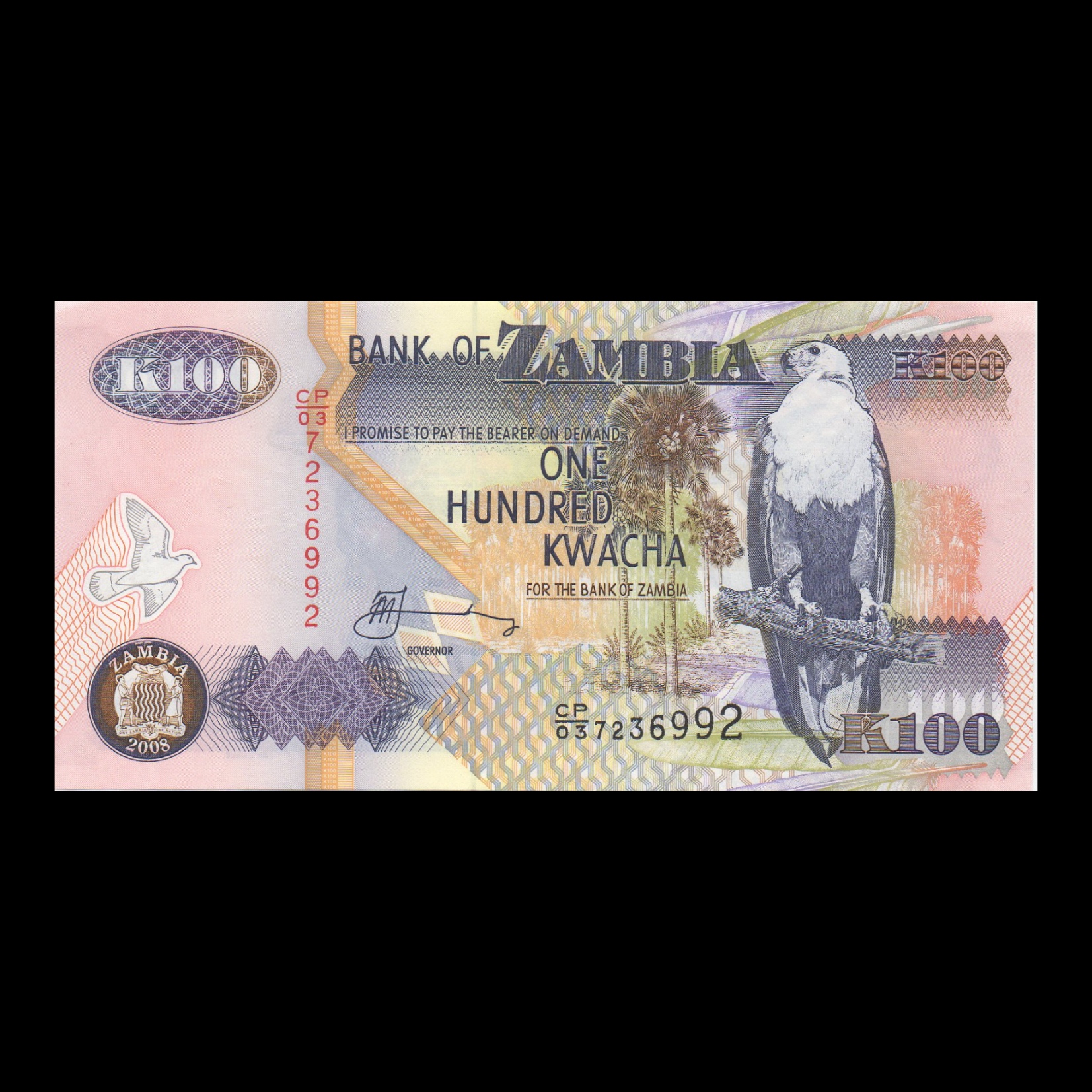 اسکناس تزئینی طرح کشور زامبیا مدل 100 کیات