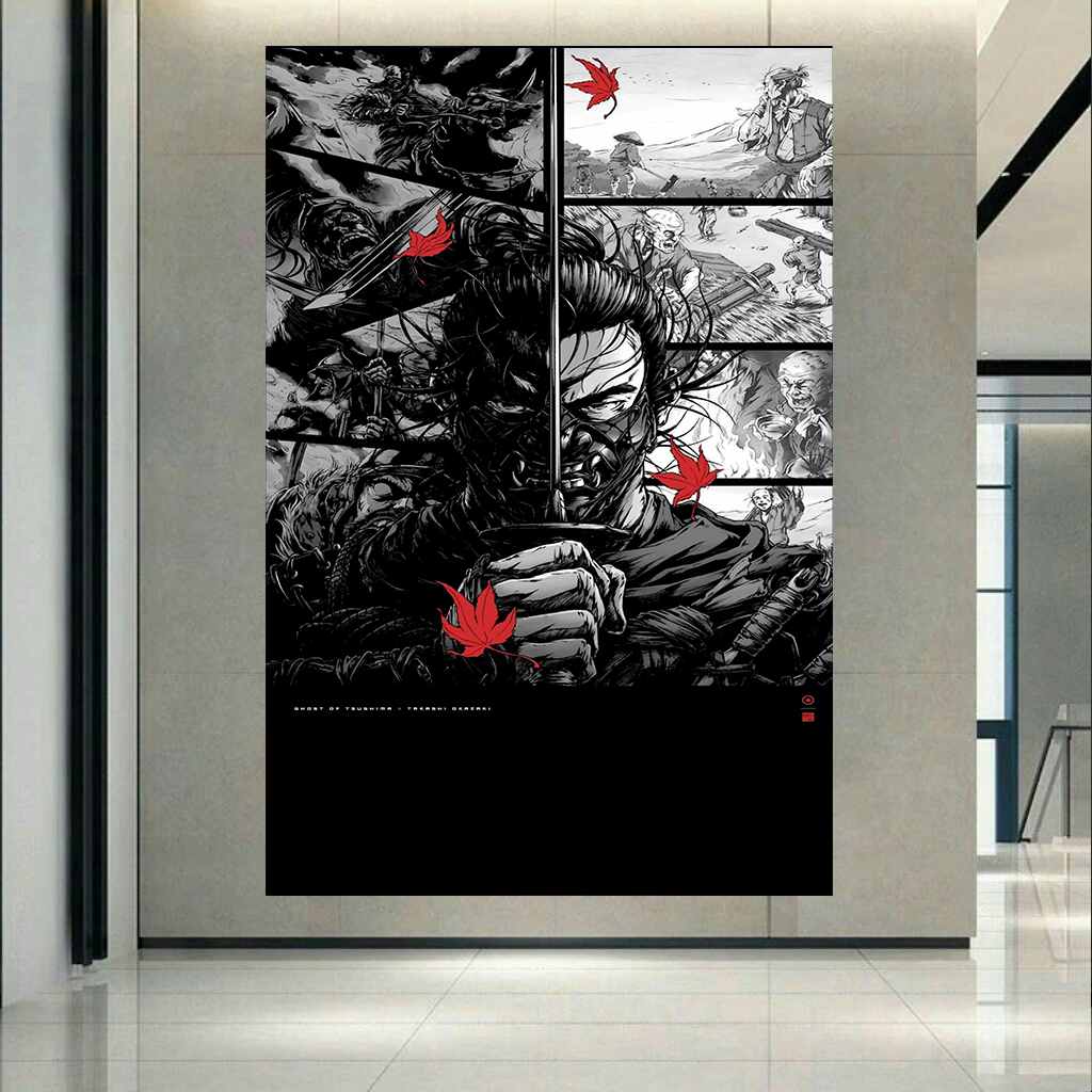 تابلو بوم طرح انیمه سامورایی مدل Ghost of Tsushima کد AR2324