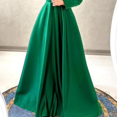 پیراهن شب زنانه ساتن مدل فرمالیته لباس مجلسی پوشیده ماکسی مجلسی مناسب محضر لباس خواستگاری