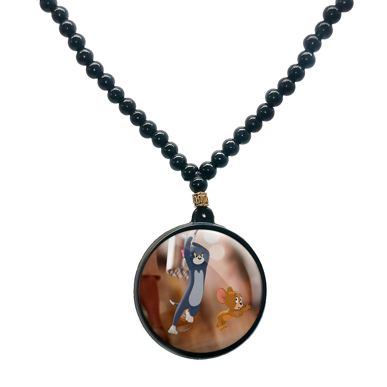 گردنبند پرمانه طرح تام و جری کد pmd.10752 مدل دو طرفه