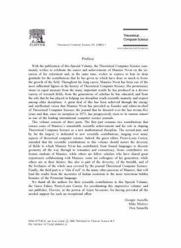 خرید و دانلود نسخه کامل کتاب Theoretical Computer Science, Volume 281, Issues 1-2, Pages 1-630 (3 June 2002), Selected Papers in Honour of Maurice Nivat