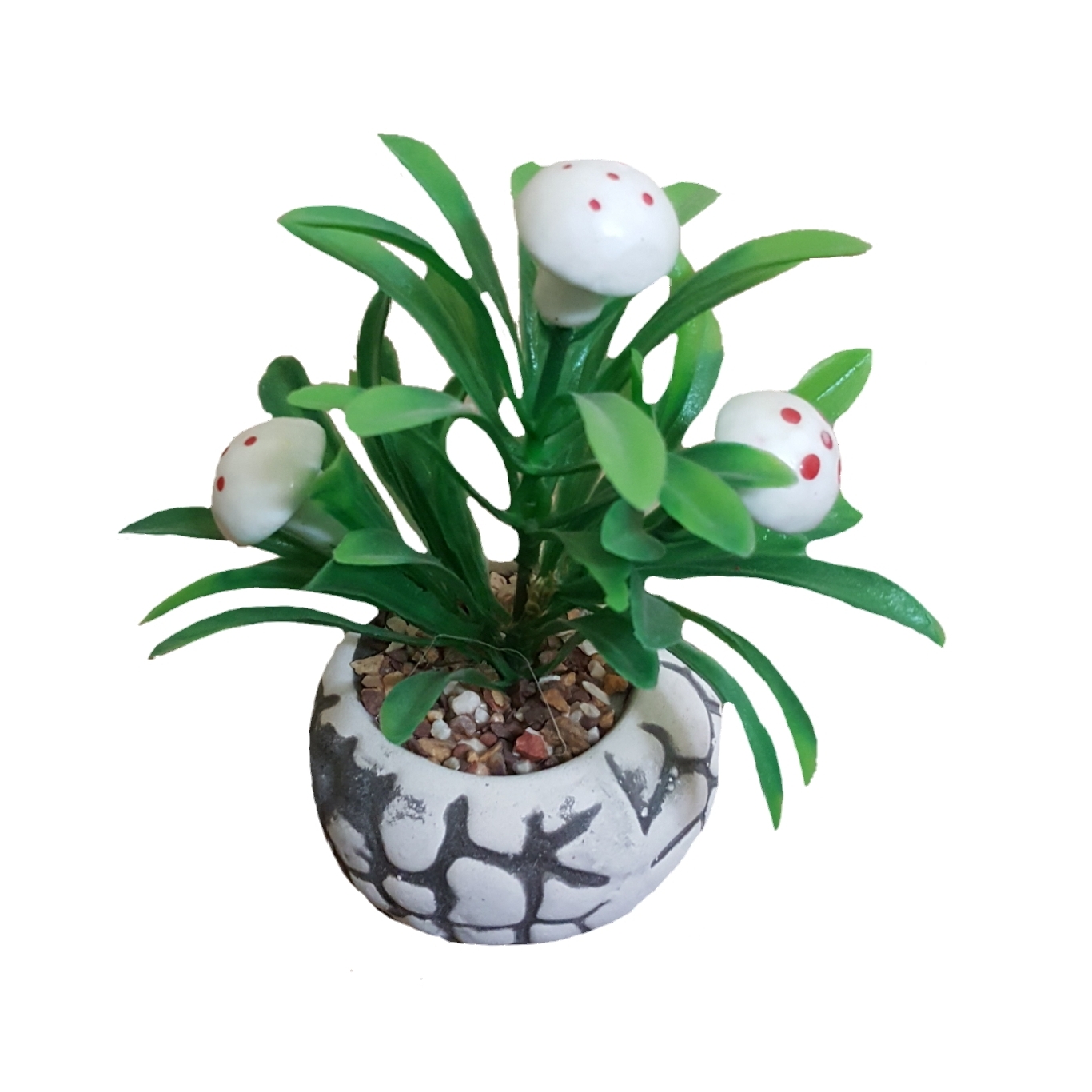 گلدان به همراه گل مصنوعی مدل قارچ کد 56