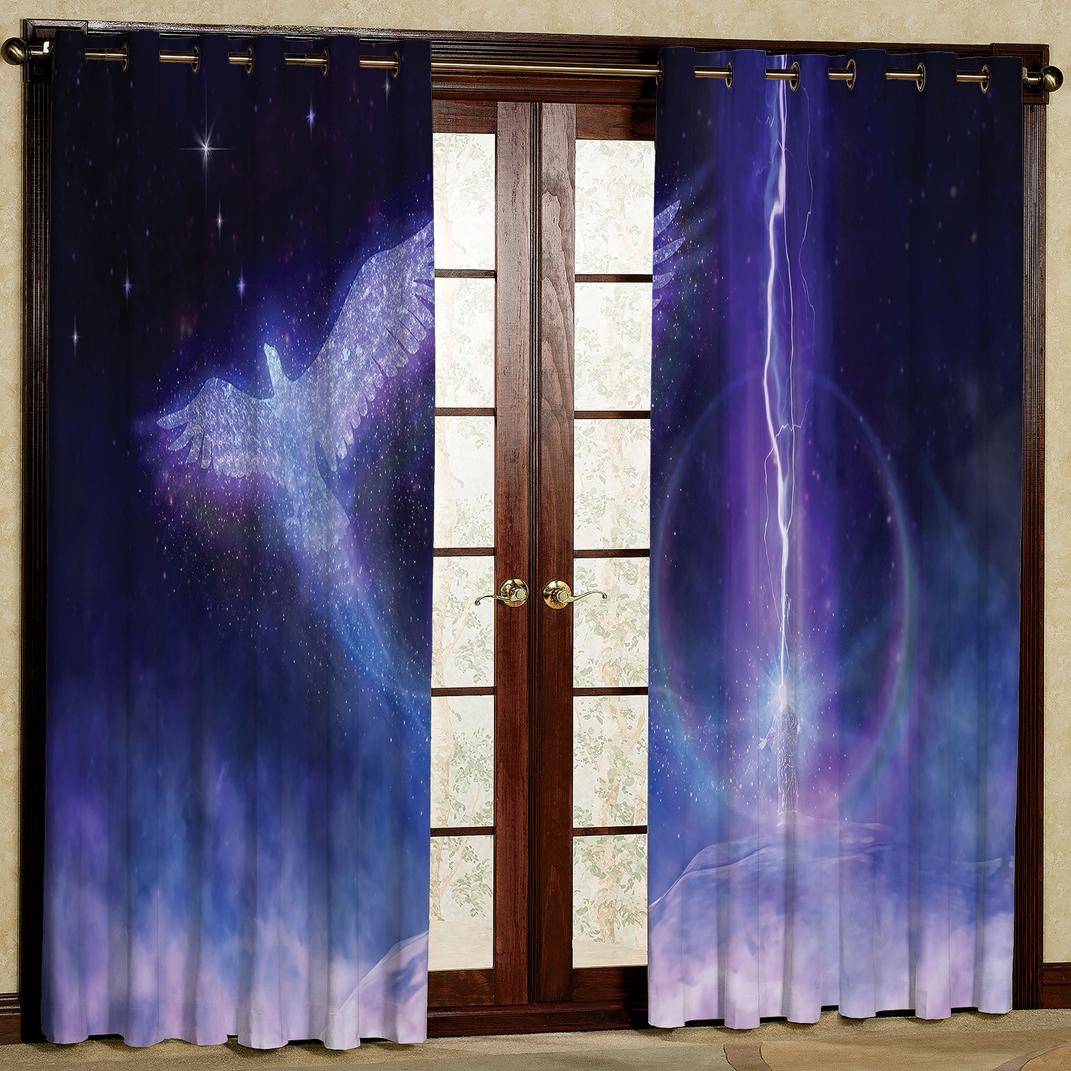 پرده مدل پرنده مخمل پانچی کد 2230 سایز 200x140 سانتی متر