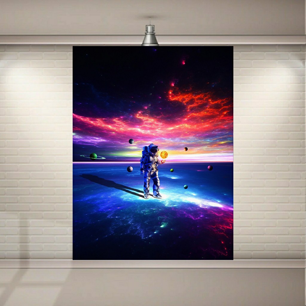 تابلو بوم طرح کهکشان و فضانورد هنری مدل SDB9157