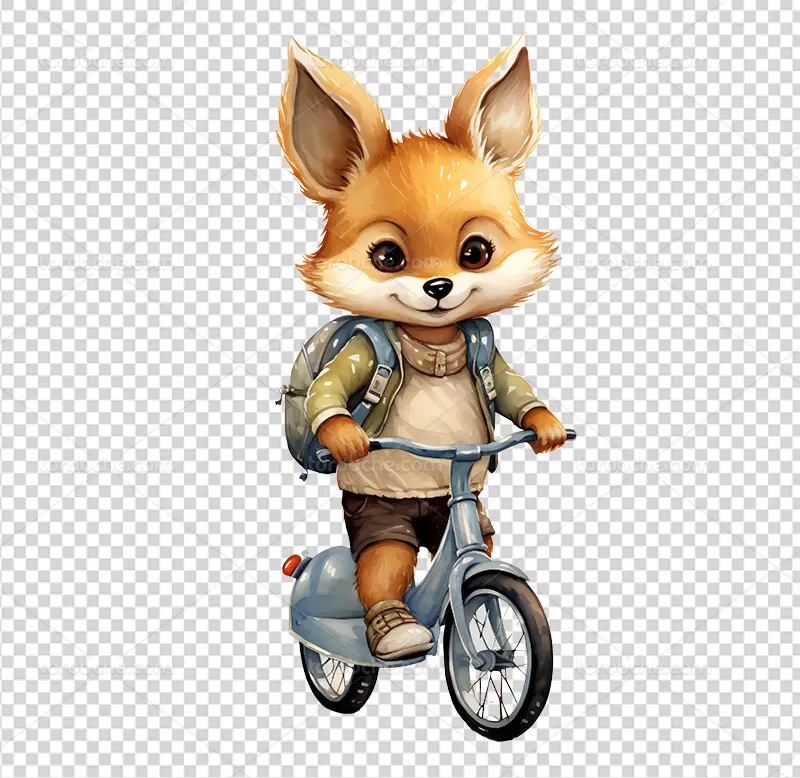 عکس PNG روباه دوچرخه سوار | گرافیک با طعم تربچه