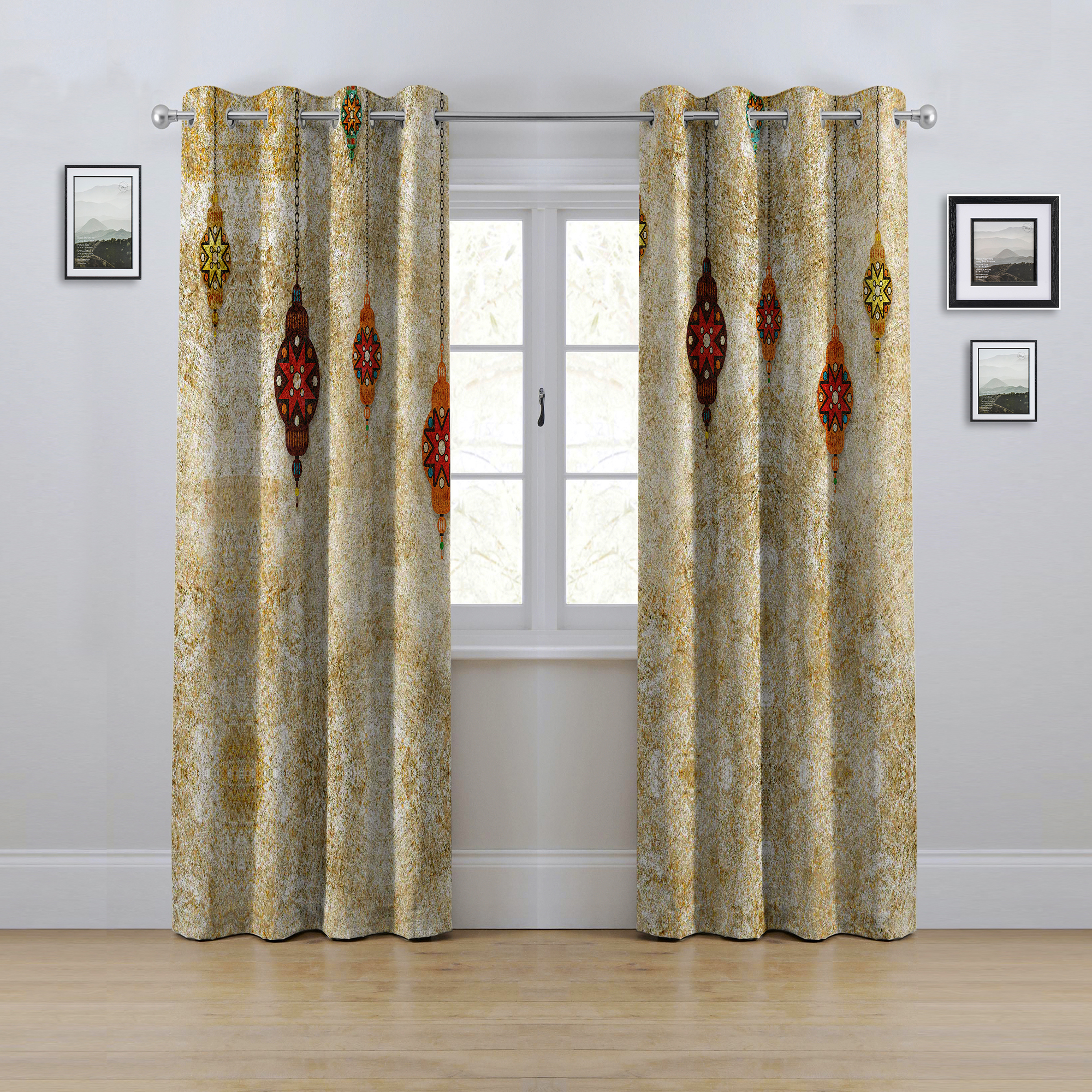 پرده مدل پانچی طرح پتینه سایز 280x145 سانتی متر