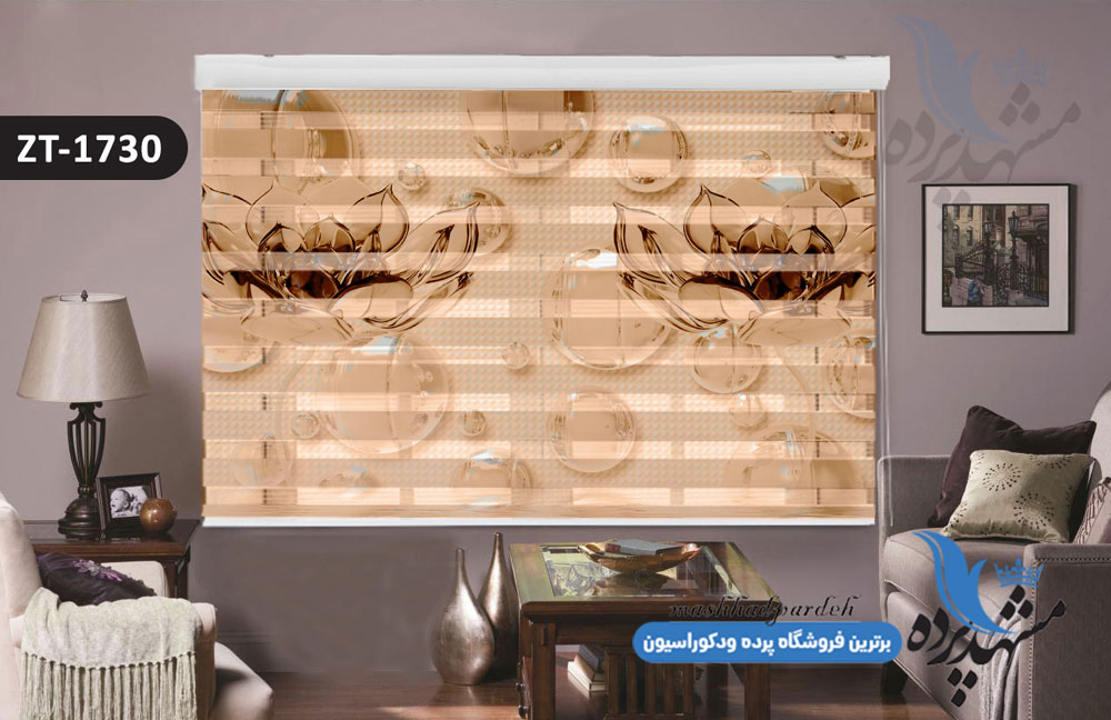 پرده زبرا تصویری چاپی طرح گل فانتزی کد ZT1730