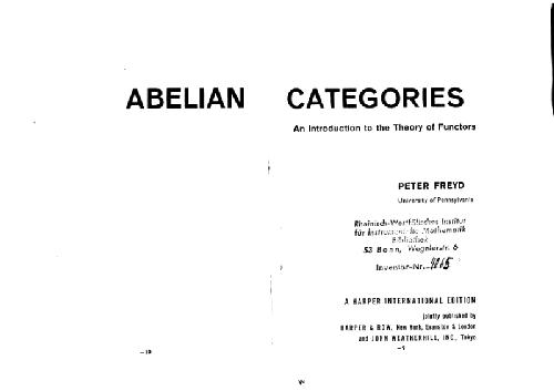 خرید و دانلود نسخه کامل کتاب Abelian categories. Introduction to theory of functors