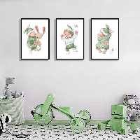 تابلوی شاسی دکوراتیو 3 تکه منظم (مجموعه حیوانات) سایز 20در30 | دنیای قاب