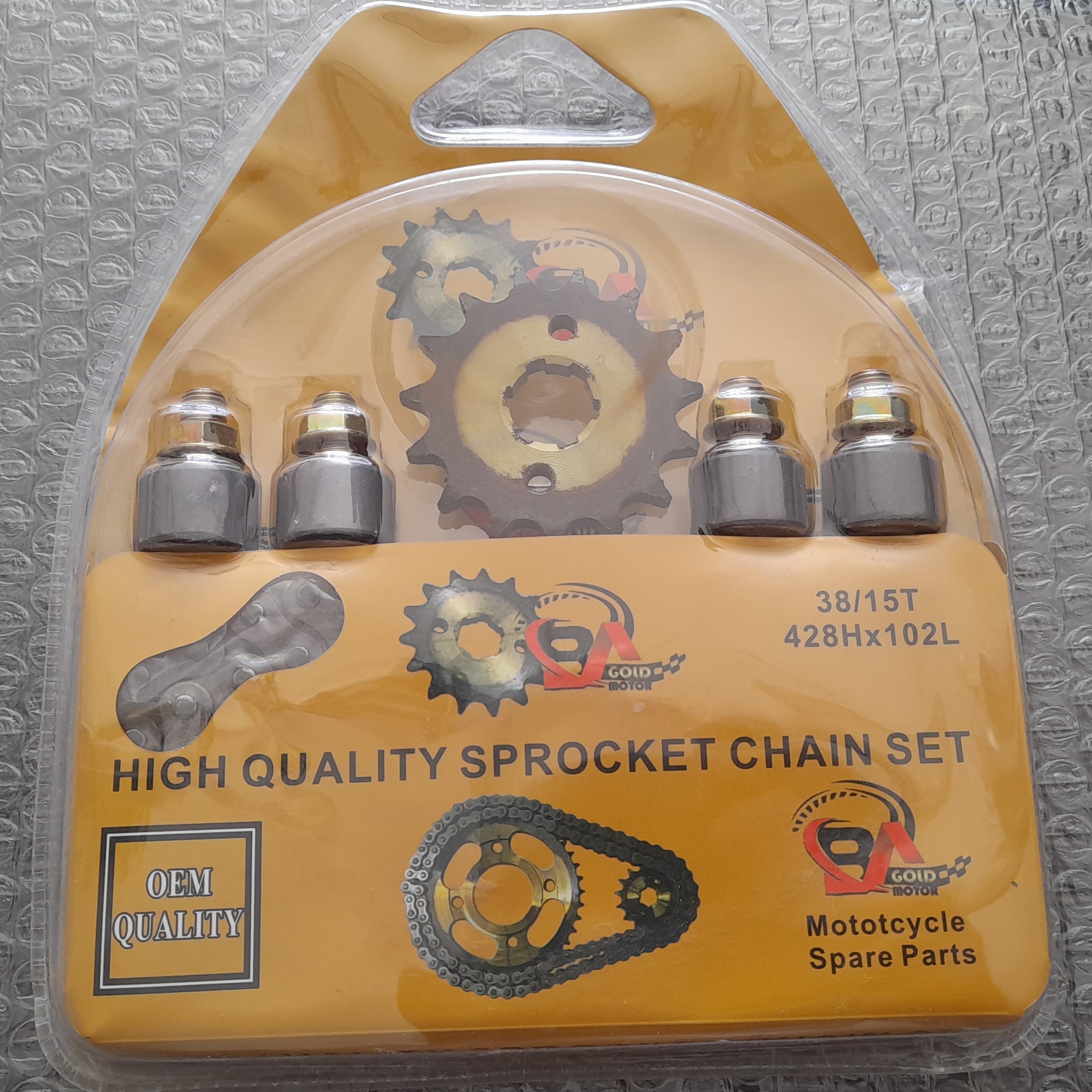 ست دنده زنجیر موتور هندا مارک گلد125 سی سی (همراه با بوش توپی)