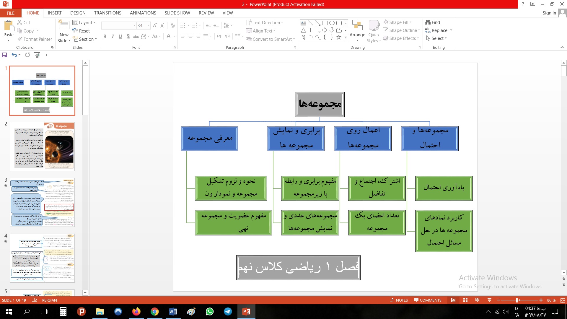 پاورپوینت فصل اول ریاضی مقطع نهم مجموعه ها