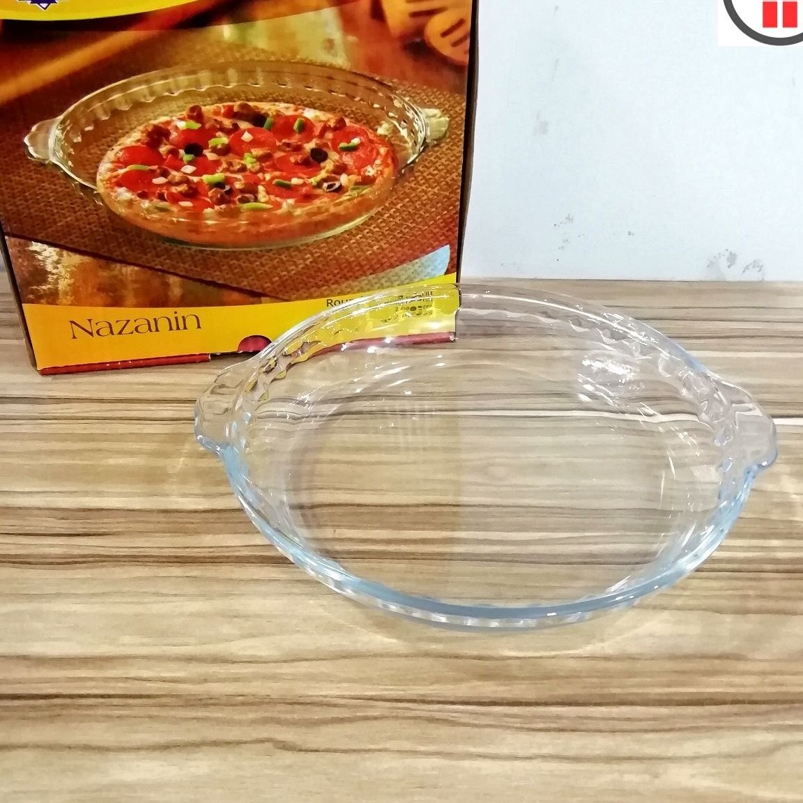پیتزا خوری گرد بلور نازنین قابل استفاده در فر و مایکروفر