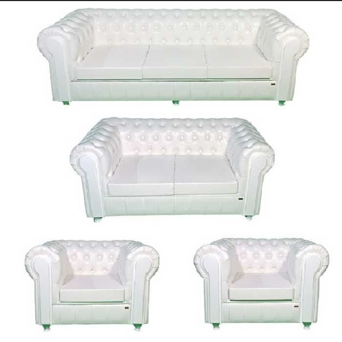 مبل اداری پارسین مدل چستر دو قالپاقه سفید ست هفت نفره