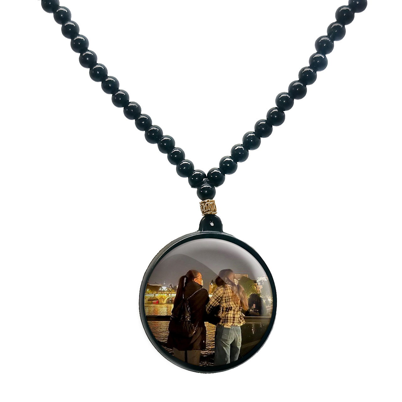 گردنبند پرمانه طرح بلک پینک کد pmd.18088 مدل دو طرفه