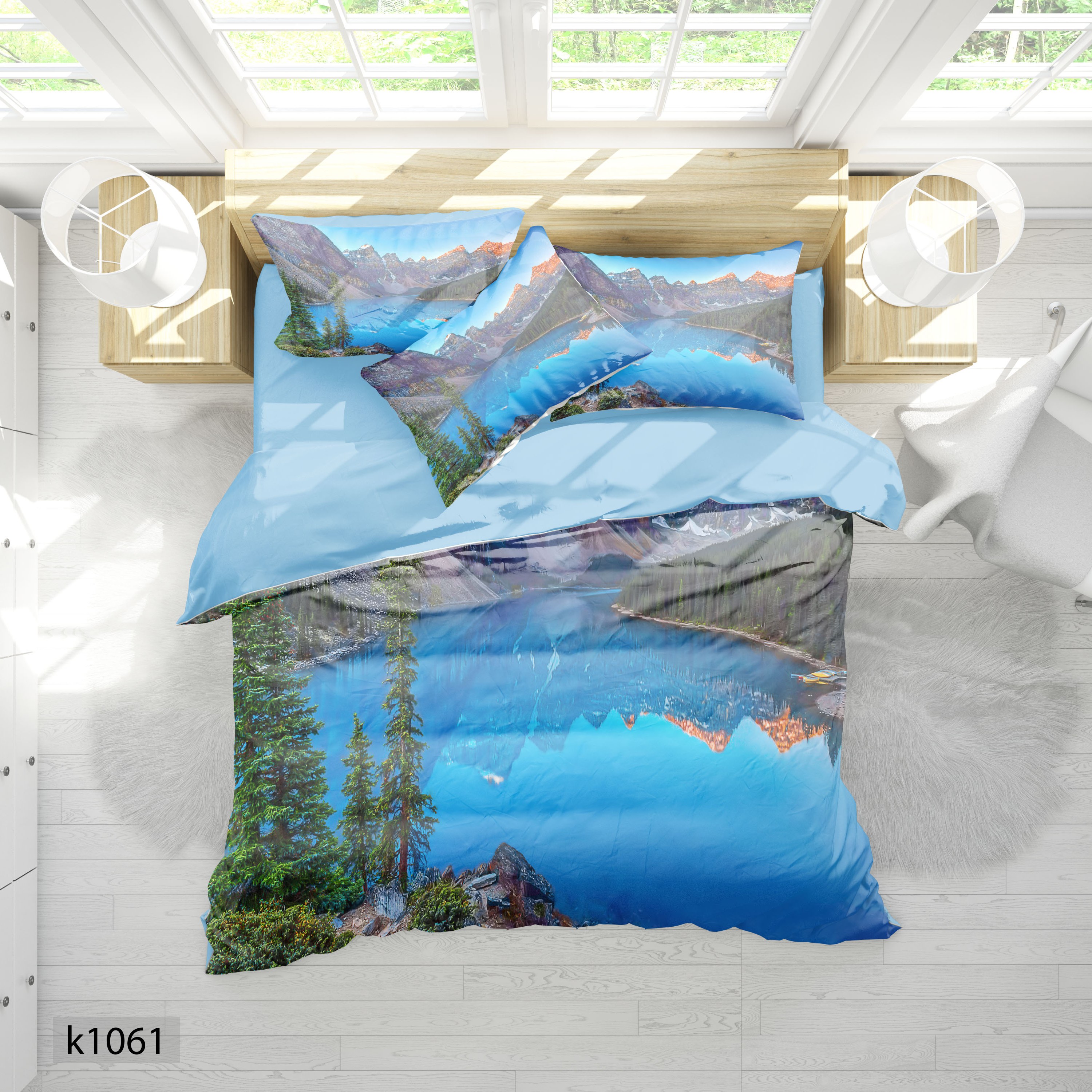 ست رو تختی چاپی 6تیکه کالیفرنیا 2 نفره   کد1063