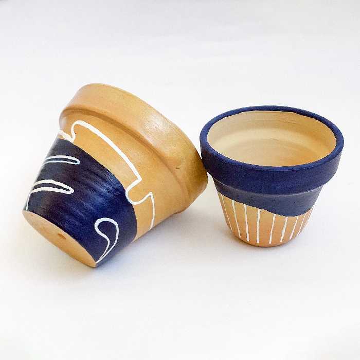 گلدان سفالی مدل برگ انجیری بسته 2 عددی