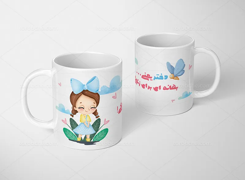 طرح ماگ دخترانه لایه باز | گرافیک با طعم تربچه