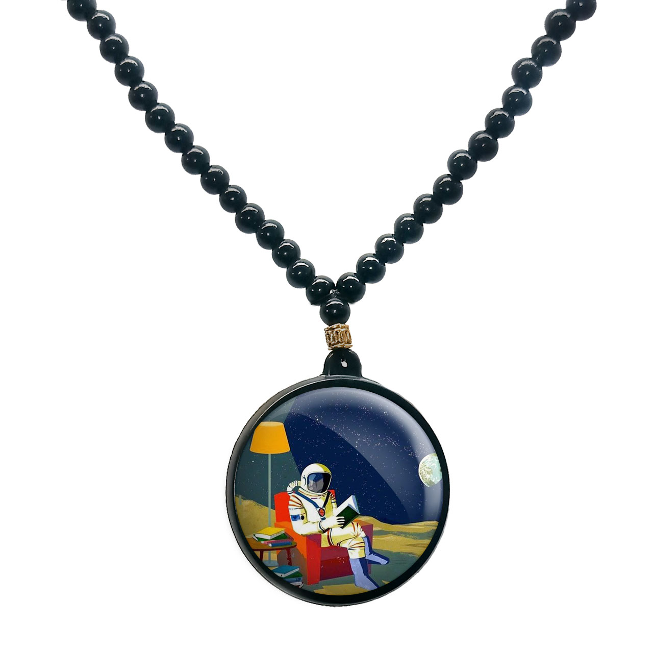 گردنبند پرمانه طرح فضانورد کد pmd.4211 مدل دو طرفه