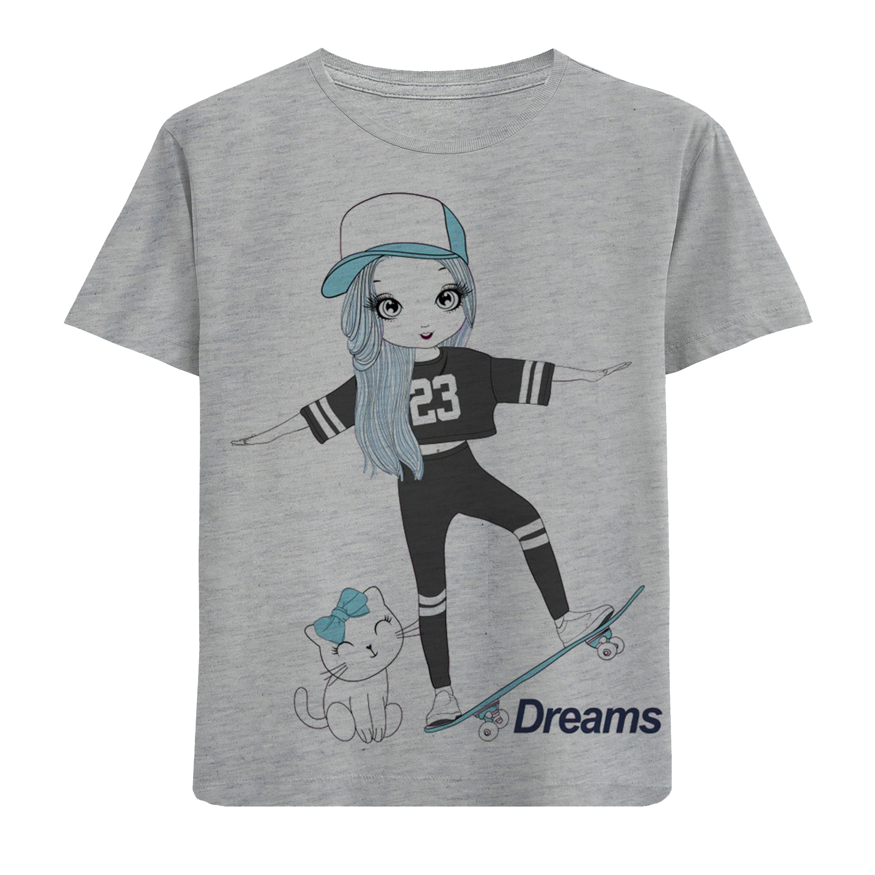 تی شرت بچگانه مدل دخترک اسکیت سوار کد F124