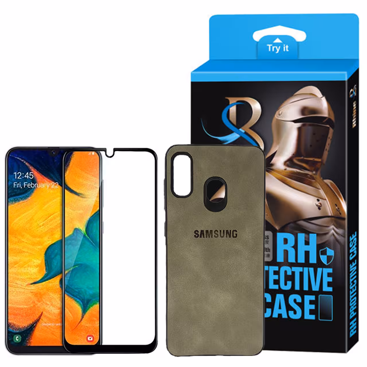 کاور راین مدل R9_Logo0 مناسب برای گوشی موبایل سامسونگ Galaxy A20 به همراه محافظ صفحه نمایش
