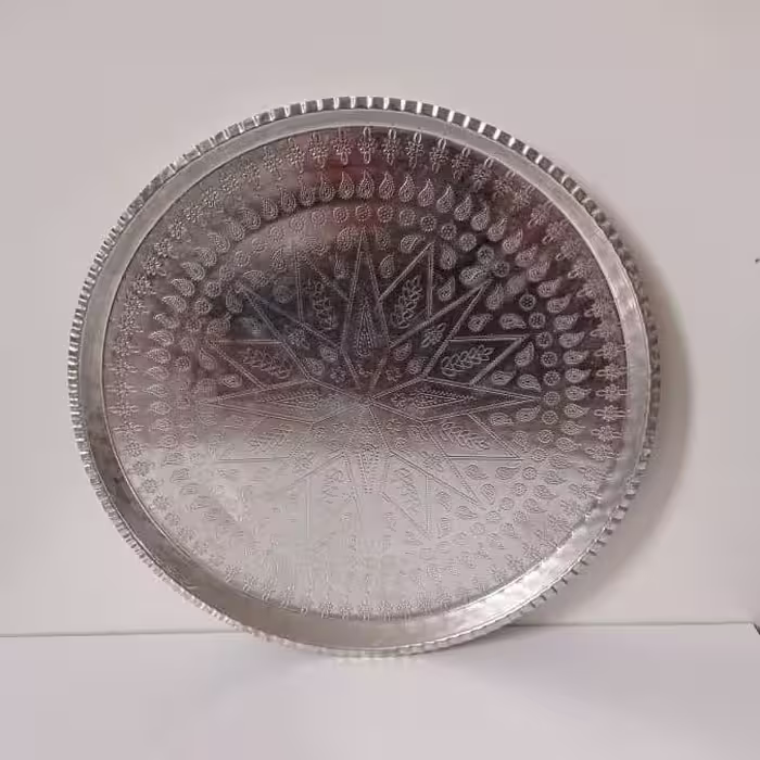 سینی گرد مسی طرحدار سایز سه قلع شده نانو شده