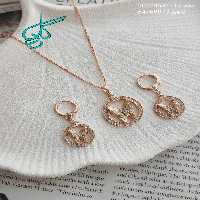 خرید نیم ست زنانه ژوپینگ نگین دار طرح پروانه آبکاری شده رنگ ثابت ضد حساسیت کد 1715331 - ردگل