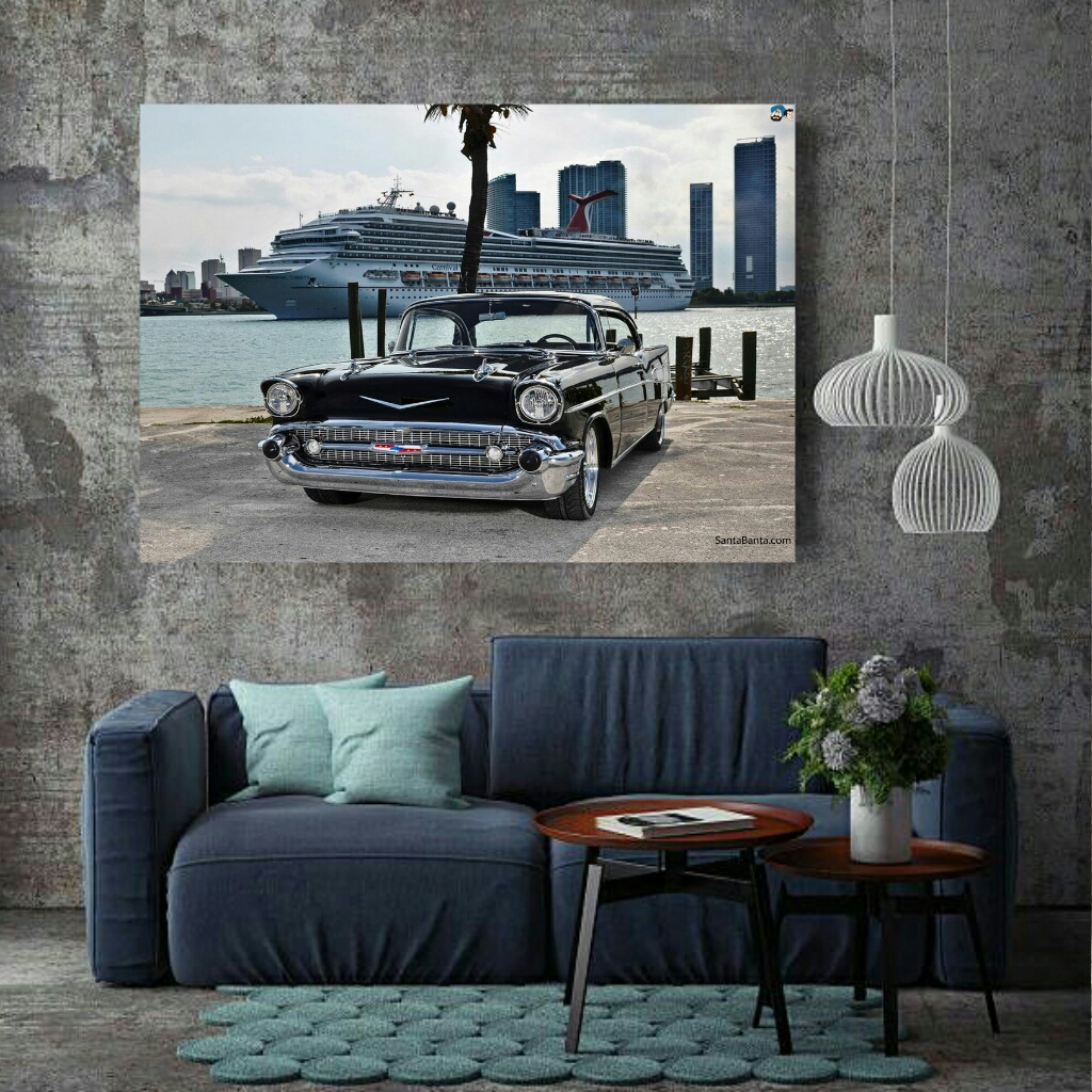 تابلو بوم طرح ماشین کلاسیک مدل SDB549