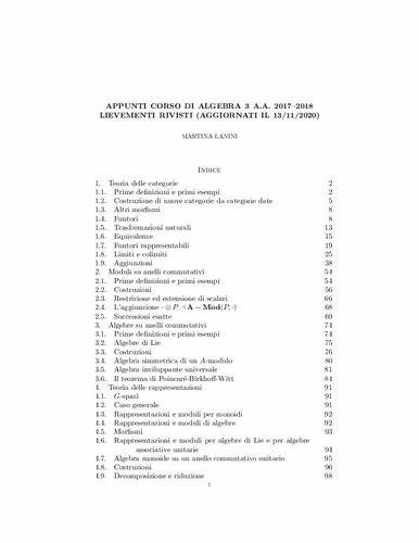 خرید و دانلود نسخه کامل کتاب Appunti corso di algebra 3, A.A. 2017-2018