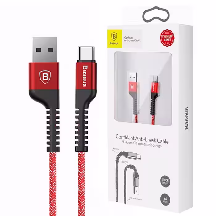کابل شارژ و دیتا فست Type-C باسئوس مدل Confidant CATZJ 2A طول 1 مترBaseus Confidant CATZJ 2A Charging Cable Type-C, 1M