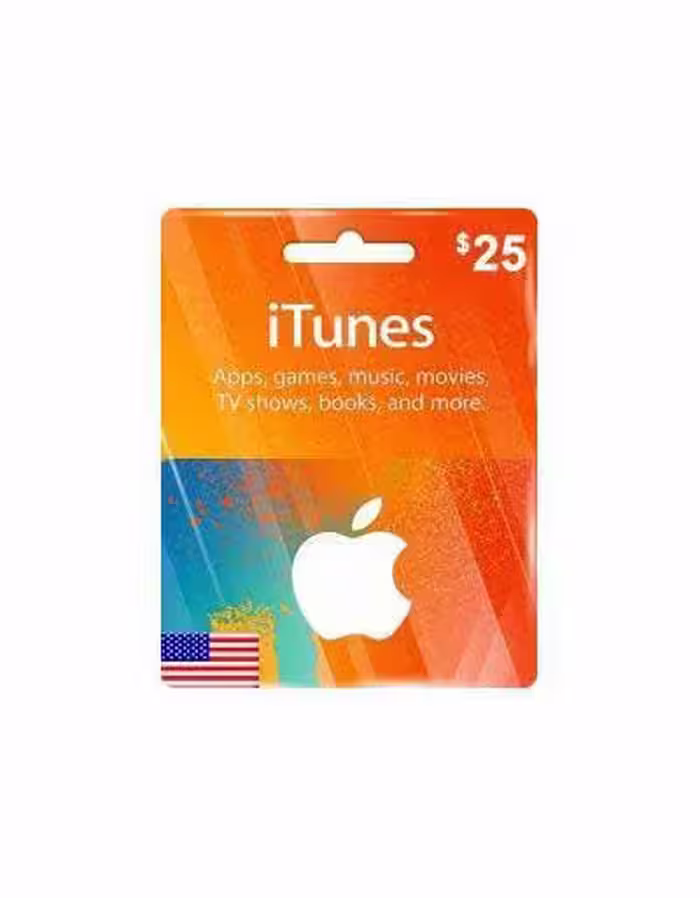 خرید گیفت کارت اپل 25 دلاری 25 Apple iTunes Gift Card USA با بهترین قیمت