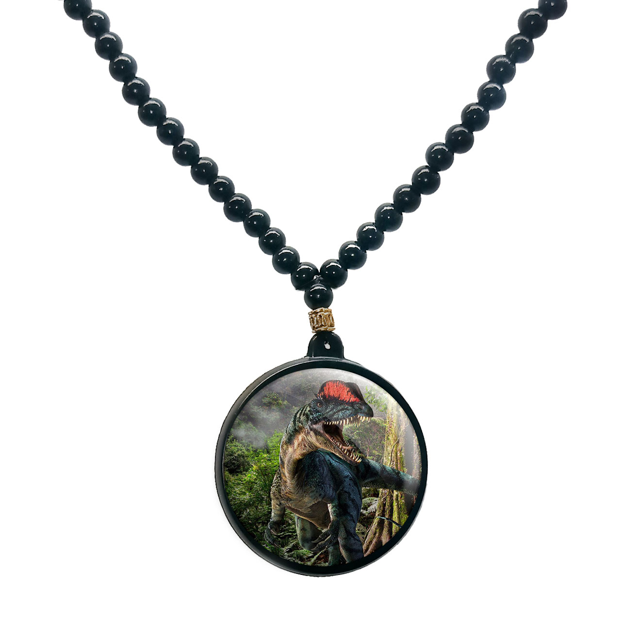 گردنبند پرمانه طرح دایناسور ها کد pmd.23348 مدل دو طرفه