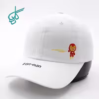 خرید کلاه نقابدار بیسبالی كتان مينيمال گلدوزي IRONMAN سفید کد 2816113 - ردگل