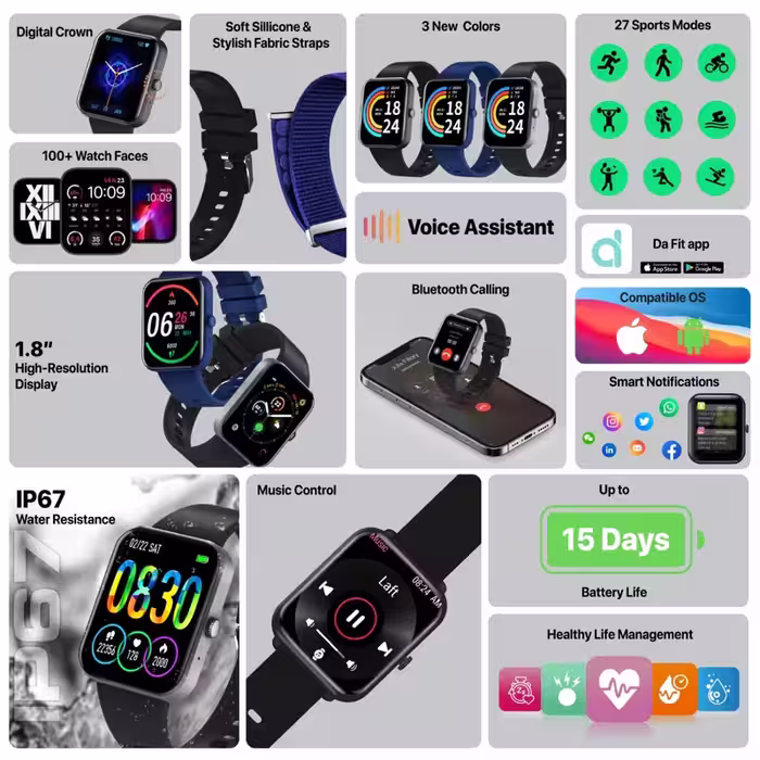 ساعت هوشمند پرومیت مدل XWATCH-B18.BLUE