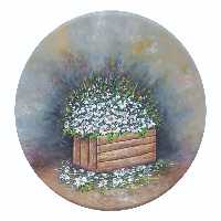 بشقاب دیوارکوب سفالی طرح سبد گل کد AAM018