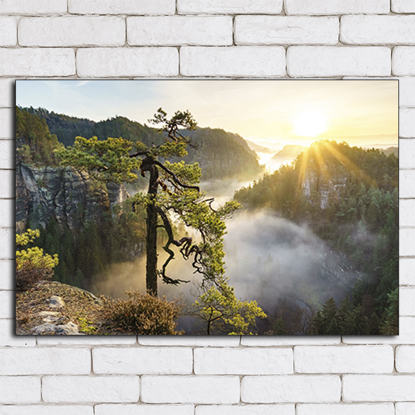 تابلو شاسی طرح منظره درخت کوهستان کد GV-1064