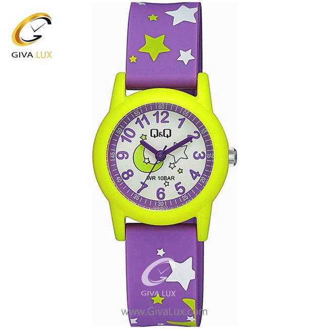 ساعت مچی اورجینال کیو اند کیو بچه گانه زرد | بنفش | سفید | کد رفرنس V22A007VY