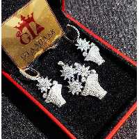 نیمست جذاب  سبدگل نقره 925 اصل طرح جواهر روکش طلاسفید رنگ ثابت باضمانت (بدون زنجیر)