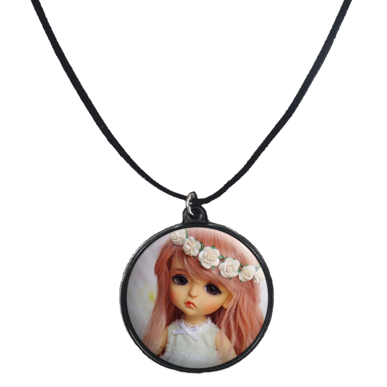 گردنبند پرمانه طرح عروسک زیبا کد pmb.337 مدل دو طرفه