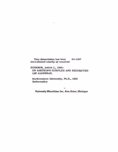 خرید و دانلود نسخه کامل کتاب On Amitsur's complex and restricted Lie algebras