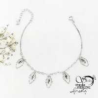 دستبند نقره ایتالیا با آویز لوزی کد 18486