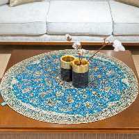 رومیزی گرد ترمه حسینی یزد طرح شاه عباسی 