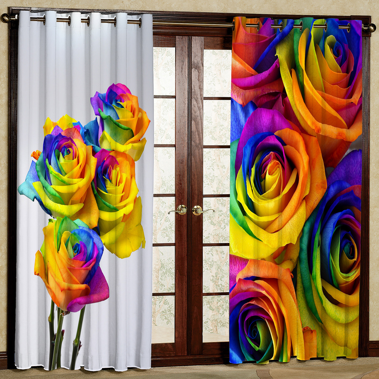 پرده مدل گل رز مخمل پانچی کد 1814a سایز 200x140 سانتی متر