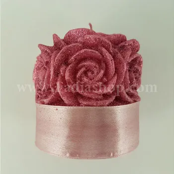 شمع استوانه گل رز بزرگ کالباسی