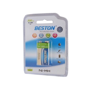 باتری کتابی شارژی 9V 300mA برند BESTON کارتی