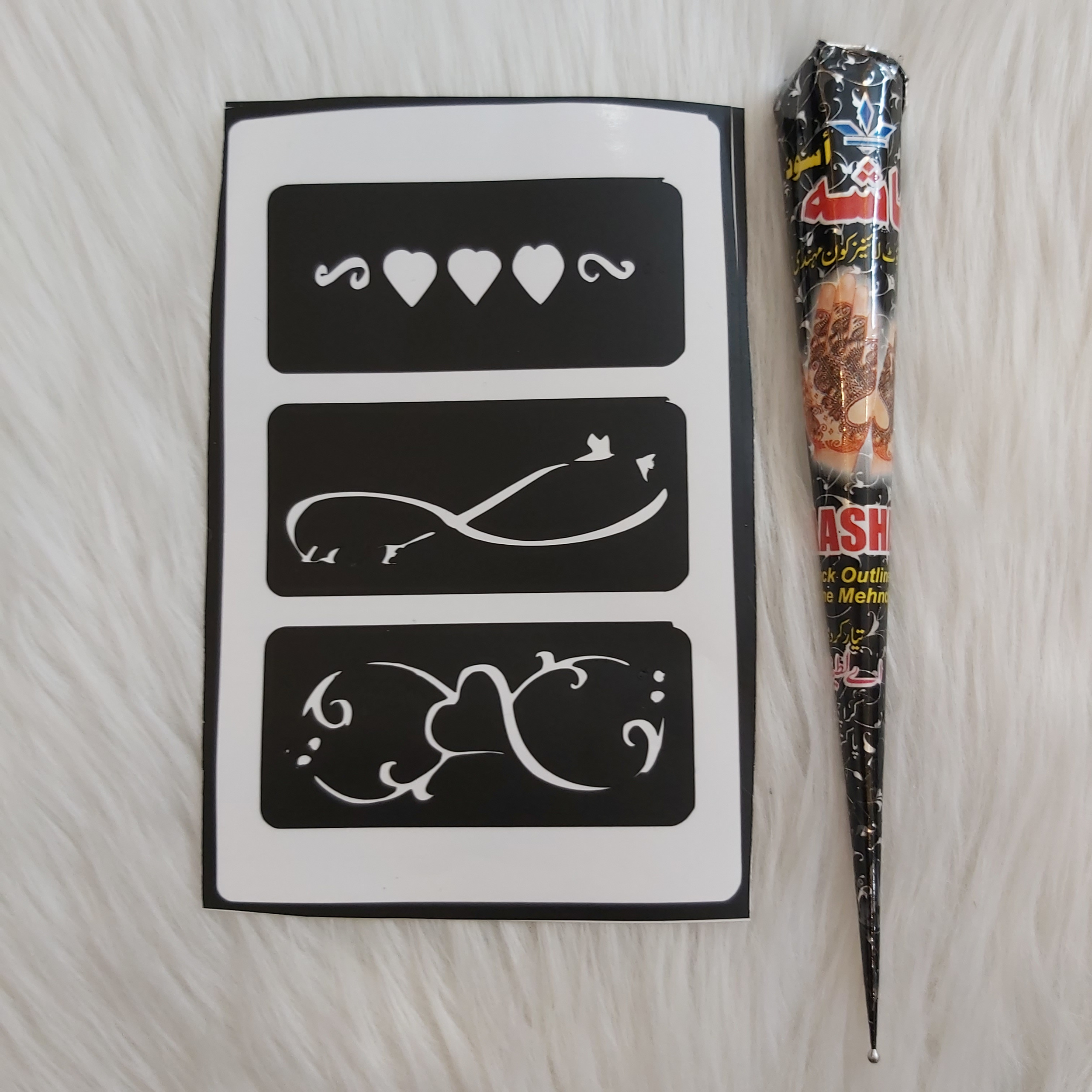 حنا طراحی و شابلون تتو موقت مدل hasha117 مجموعه 4 عددی